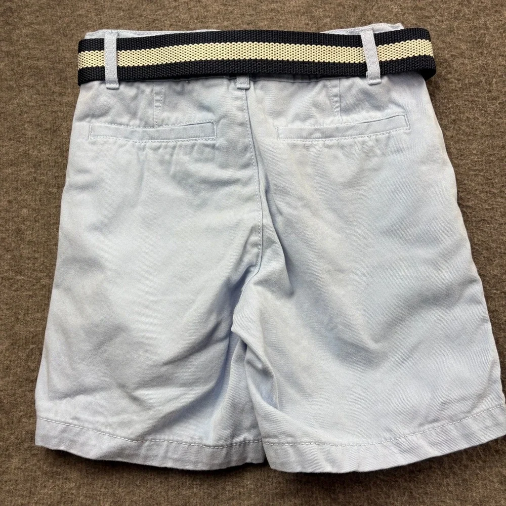 The Childrens Place Boys Shorts Set 2 Pairs Light Blue Yellow Belt Size 6 Preppy